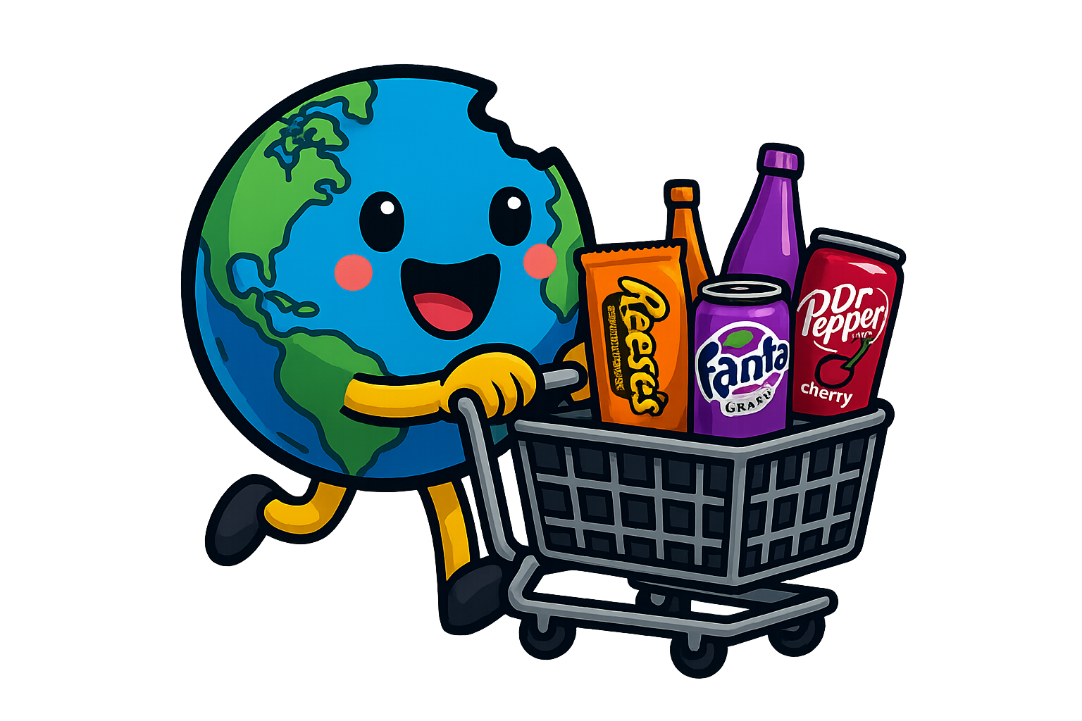 Globus mit Einkaufswagen